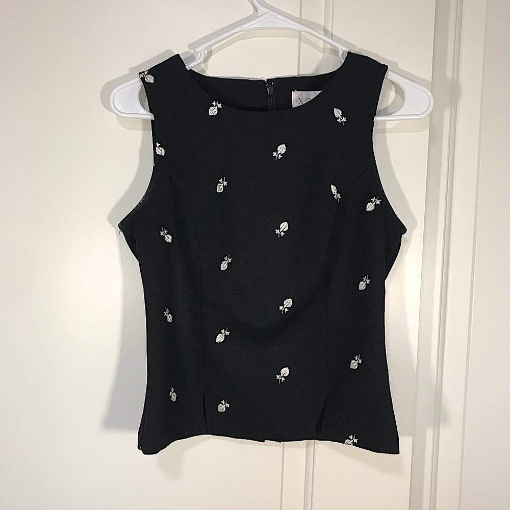Xoxo black vintage high neck blouse with zip up back